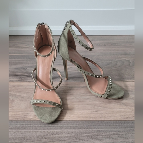 TOPSHOP Olive Green Suede Heels - Picture 1 of 7